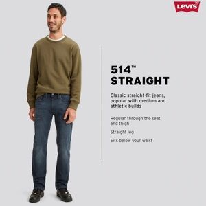 Levi's 514 34 x 34 Straight Leg Dark Wash Classic Fit Jeans EUC